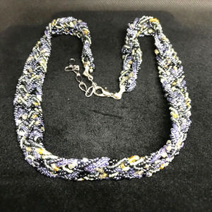 Vintage Estate Multi Strand Braided Glass Bead Beaded Necklace 20"